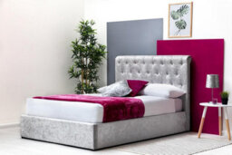 Thorpe Silver Crushed Velvet Gas Lift Ottoman Storage Bed - King Size 5Ft - thumbnail 4