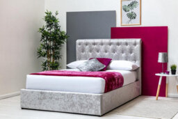 Thorpe Silver Crushed Velvet Gas Lift Ottoman Storage Bed - King Size 5Ft - thumbnail 7