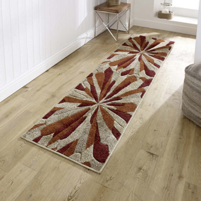 Melrose Salerno Orange Red Splash Patterned Design Large Indoor Area Runner Rug 60/230Cm - image 1