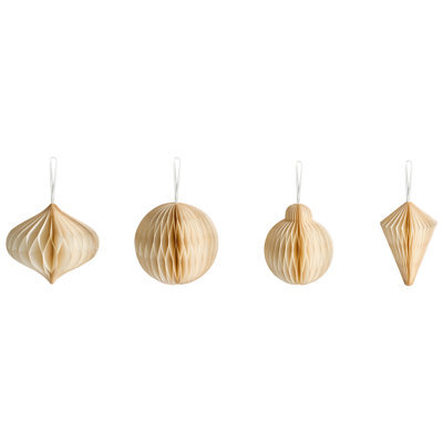 Beliani Set Of 20 Christmas Tree Ornaments Jolstra Paper Beige - image 1