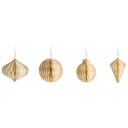 Beliani Set Of 20 Christmas Tree Ornaments Jolstra Paper Beige - thumbnail 1