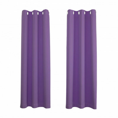 Happy Homewares Purple Blackout Curtains - Eyelet Thermal Curtain  - 66 X 84 Inch Drop - 2 Panel - image 1