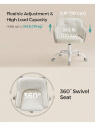LEDREM Office Chair, Swivel Chair, Desk Chair, Makeup Vanity Chair, Adjustable Height, Armrests, 110 Kg Load - thumbnail 8