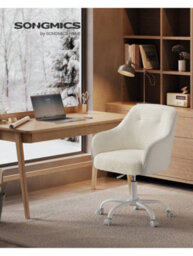 Songmics Office Chair, Swivel Chair, Desk Chair, Makeup Vanity Chair, Adjustable Height, Armrests, 110 Kg Load