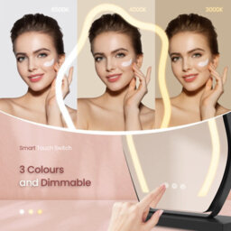Emke Hollywood Makeup Mirror With 3 Colour Led Light 450X550mm 360 Rotation Irregular Hollywood Mirror Black Frame - thumbnail 2