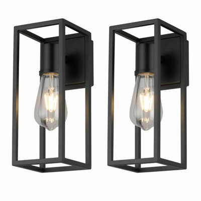 First Choice Lighting Set Of 2 Hale Black Ip44 Outdoor Wall Lights - image 1