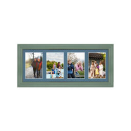 AK Frames 50X20Cm Green Classic Multi Photo Frame With Pompadour Mount - Holds 4 Apertures (4X) 6X4 Photos - thumbnail 1