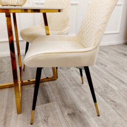 Stratus Interiors Luna Velvet Quilted Dining Chair Black, Green, Grey, Teal, Cream And Navy - Teal - thumbnail 3