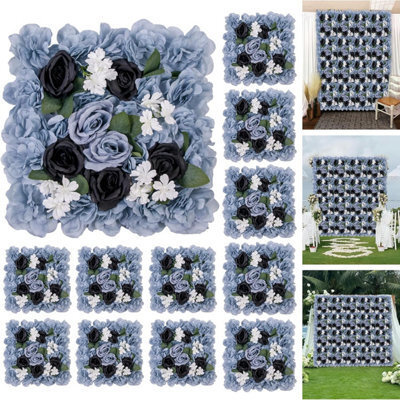 London Boutique Blue Artificial Flower Wall Panels, 12 Pack 38 X 38 Cm, 3D Silk Rose Backdrop, Wedding Party Photo Wall Decor - image 1