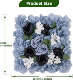 London Boutique Blue Artificial Flower Wall Panels, 12 Pack 38 X 38 Cm, 3D Silk Rose Backdrop, Wedding Party Photo Wall Decor - thumbnail 3