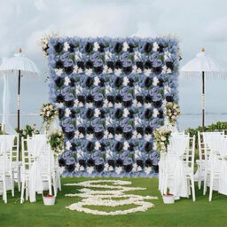 London Boutique Blue Artificial Flower Wall Panels, 12 Pack 38 X 38 Cm, 3D Silk Rose Backdrop, Wedding Party Photo Wall Decor - thumbnail 7