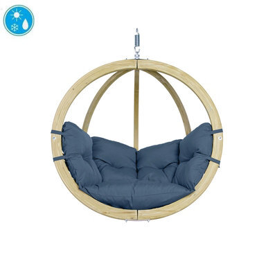Amazonas Globo Wooden Hanging Egg Chair - Premium Garden Swing Seat (Brisa Blue) - image 1