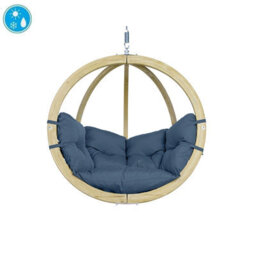 Amazonas Globo Wooden Hanging Egg Chair - Premium Garden Swing Seat (Brisa Blue)