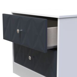 San Jose Ready Assembled Matt Indigo & White No Effect 2 Drawer Wide Bedside Chest (H)521mm (W)570mm (D)395mm - thumbnail 3