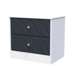 San Jose Ready Assembled Matt Indigo & White No Effect 2 Drawer Wide Bedside Chest (H)521mm (W)570mm (D)395mm - thumbnail 2