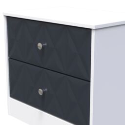 San Jose Ready Assembled Matt Indigo & White No Effect 2 Drawer Wide Bedside Chest (H)521mm (W)570mm (D)395mm - thumbnail 4