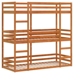 Berkfield Triple Bunk Bed Without Mattress Wax Brown 80X200 Cm Solid Wood Pine - thumbnail 3