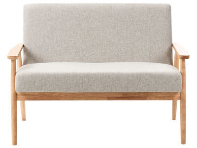 Wyld And Coco Retro Grey And Light-Brown Two-Seater Sofa With Wooden Frame, Mid-Century Style, W111 X D72 X H79Cm - image 1