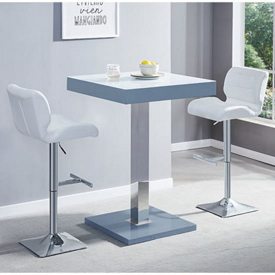 Furniture in Fashion Topaz Glass White Grey Bar Table 2 Candid White Stools - image 1