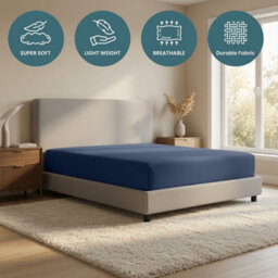 Moonlight Bedding Super King Fitted Sheet 25Cm Deep Pocket - Hotel Quality Soft Easy Care Bed Sheet,(Navy, 180X200 Cm,71X79 Inch) - thumbnail 5