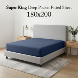 Moonlight Bedding Super King Fitted Sheet 25Cm Deep Pocket - Hotel Quality Soft Easy Care Bed Sheet,(Navy, 180X200 Cm,71X79 Inch) - thumbnail 4