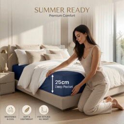 Moonlight Bedding Super King Fitted Sheet 25Cm Deep Pocket - Hotel Quality Soft Easy Care Bed Sheet,(Navy, 180X200 Cm,71X79 Inch) - thumbnail 2