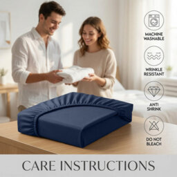 Moonlight Bedding Super King Fitted Sheet 25Cm Deep Pocket - Hotel Quality Soft Easy Care Bed Sheet,(Navy, 180X200 Cm,71X79 Inch) - thumbnail 7