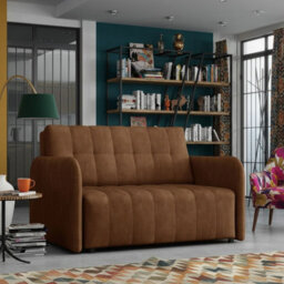 Viva Grand Ii Upholstered Living Room Sofa Bed With Wooden Legs Wave Spring Frame Bedding Storage 85X125X98Cm Brown - thumbnail 1