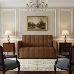 Viva Grand Ii Upholstered Living Room Sofa Bed With Wooden Legs Wave Spring Frame Bedding Storage 85X125X98Cm Brown - thumbnail 2