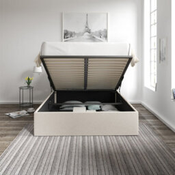 Amalfi Boucle Ivory Upholstered King Size Ottoman Bed - thumbnail 4