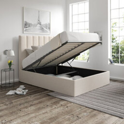 Amalfi Boucle Ivory Upholstered King Size Ottoman Bed - thumbnail 3