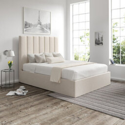 Amalfi Boucle Ivory Upholstered King Size Ottoman Bed - thumbnail 1