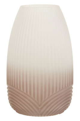 Orsina Large Grey Ombre Glass Vase, Ribbed Glass Vase, Textured Modern Vase, Chic Flower Vase, Grey Glass Vase - image 1