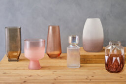Orsina Large Grey Ombre Glass Vase, Ribbed Glass Vase, Textured Modern Vase, Chic Flower Vase, Grey Glass Vase - thumbnail 4