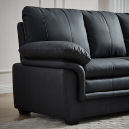 UK Leisure World Black Two Twin Sofa Suites Settee 2 Seater Armchair Faux Leather - thumbnail 3