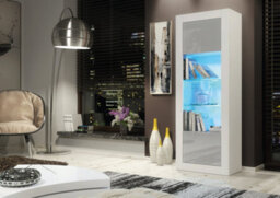 Illume Display Cabinet 170Cm White & Grey With High Gloss Doors And Led Lighting - Creative Furniture - thumbnail 2