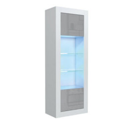 Illume Display Cabinet 170Cm White & Grey With High Gloss Doors And Led Lighting - Creative Furniture - thumbnail 3