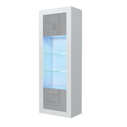 Illume Display Cabinet 170Cm White & Grey With High Gloss Doors And Led Lighting - Creative Furniture - thumbnail 5