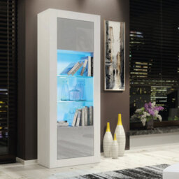 Illume Display Cabinet 170Cm White & Grey With High Gloss Doors And Led Lighting - Creative Furniture - thumbnail 4