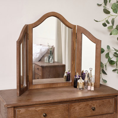 Melody Maison Dark Wood Triple Dressing Table Mirror - Ashwell Range - image 1