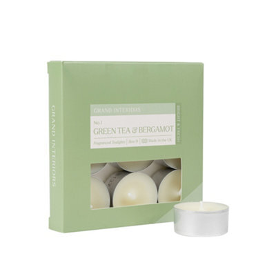 Wax Lyrical Green Tea & Bergamot Small Tea Lights, Pack Of 9 - image 1