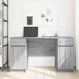 Berkfield Modern Desk Grey Sonoma 140X49X76 Cm Engineered Wood - thumbnail 4