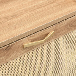 Abrihome Elegant Wooden Shoe Cabinet, 4 Rattan Doors, Metal Frame & Top Shelf - Stores 16-20 Pairs, Stylish Hallway Storage Unit - thumbnail 8