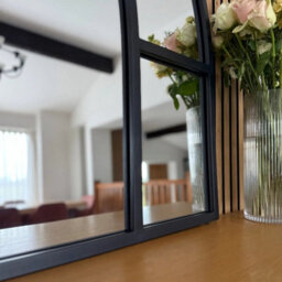 Jōbū Jobu Home - Mio - Black Metal Arched Window Mirror - 95Cm X 120Cm - thumbnail 3