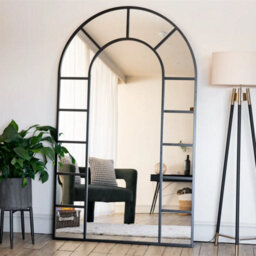 Jōbū Jobu Home - Mio - Black Metal Arched Window Mirror - 95Cm X 120Cm