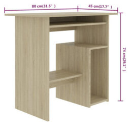 Berkfield Desk Sonoma Oak 80X45X74 Cm Engineered Wood - thumbnail 7