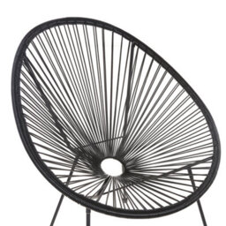 Beliani Papasan Tub Chair Black Pe Rattan String Weave With Powder-Coated Steel Base, W70 X D90 X H87Cm - thumbnail 6