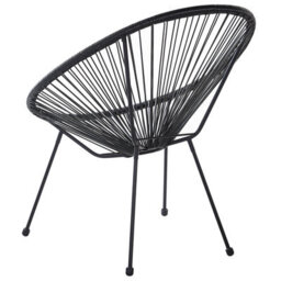Beliani Papasan Tub Chair Black Pe Rattan String Weave With Powder-Coated Steel Base, W70 X D90 X H87Cm - thumbnail 5