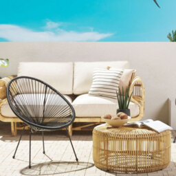 Beliani Papasan Tub Chair Black Pe Rattan String Weave With Powder-Coated Steel Base, W70 X D90 X H87Cm - thumbnail 2