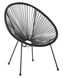 Beliani Papasan Tub Chair Black Pe Rattan String Weave With Powder-Coated Steel Base, W70 X D90 X H87Cm - thumbnail 3